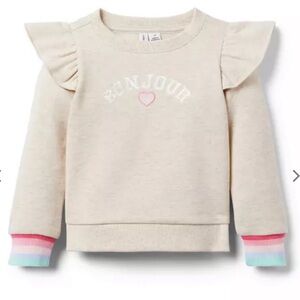 JANIE AND JACK BONJOUR RUFFLE SHOULDER SWEATSHIRT!